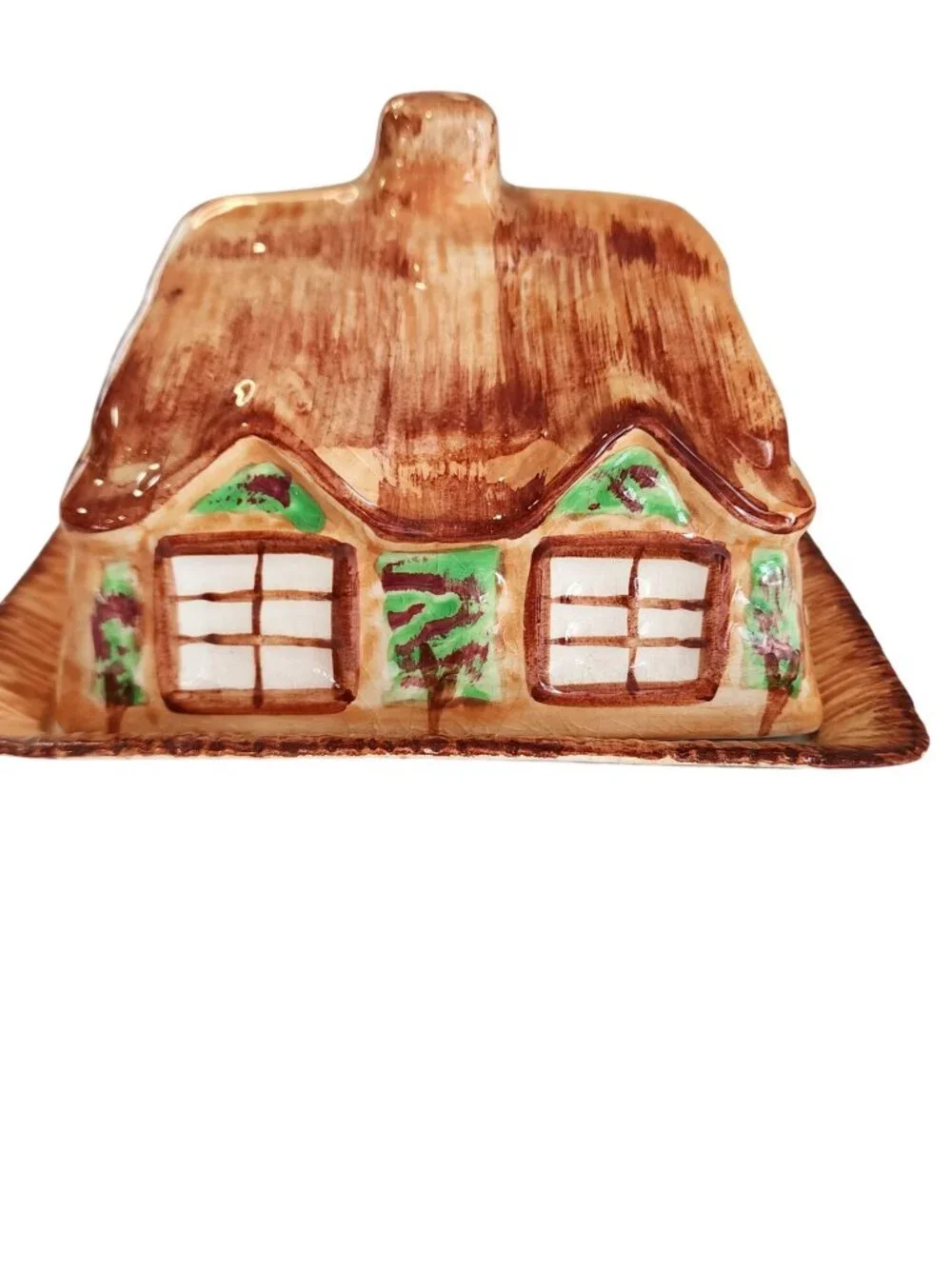 Vintage Price Bros Majolica Cottage ware House Butter Dish 1940's